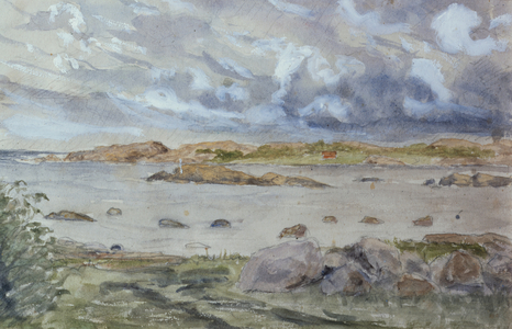 Sea and Landscape Sketch (watercolour and pencil on paper)