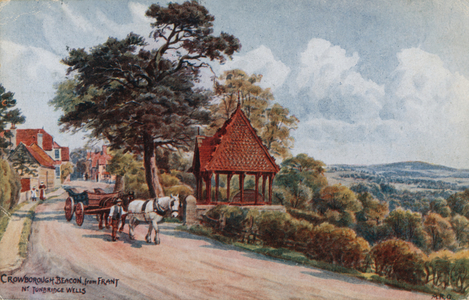 Crowborough Beacon from Frant, Tunbridge Wells (colour litho)