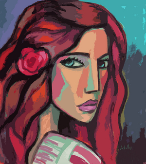 Girl with a flower in her hair, 2008 (gouache on paper)