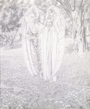 Two Angels, 1904 (pencil on paper laid down on board)