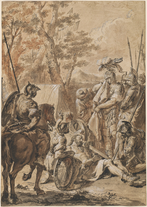 Alexander the Great before the Corpse of Darius, 1750s-1760s (pen and ink)