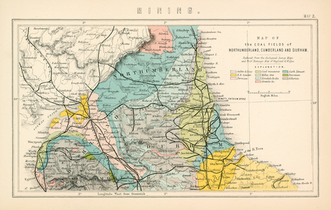 Map of the coal fields of Northumberland, Cumberland and Durham (colour litho)