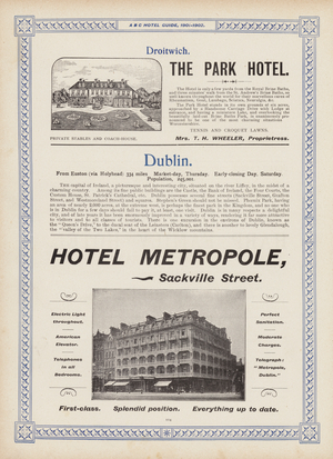 Page from the ABC Hotel Guide for Travellers and Tourists, 1901-2 (litho)