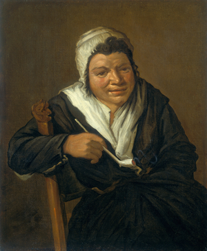 A Woman Smoking a Pipe (oil on canvas)