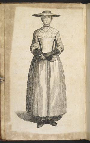Frontispiece. A figure of a woman. An account of the rise, progress, and present state of the Magdalen Charity...,London, 1766 (engraving)