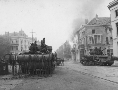 British crab tanks with British soldiers operating, 1942 (b/w photo)