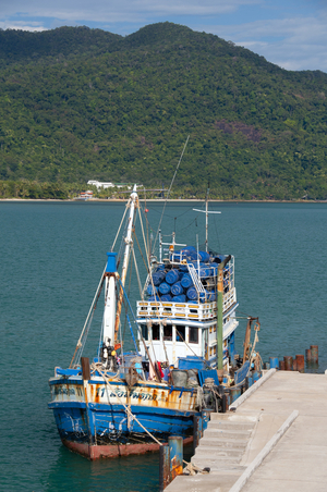 Thailand: Fishing boat at the pier, Bang Bao fishing village, Ko Chang, Trat Province