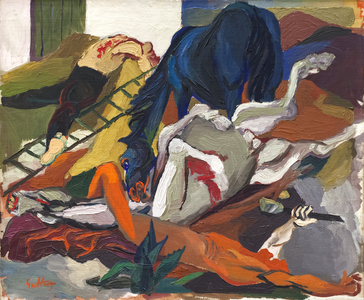 Battle with Wounded Knights, 1943 (oil on canvas)