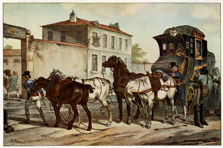 Mail coach at relay station c. 1825