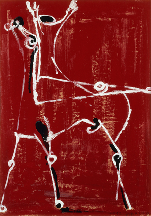 Horse and Rider; Cavallo e cavaliere,  (gouache on paper)