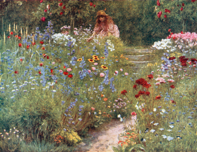 In a Summer Garden (colour litho)