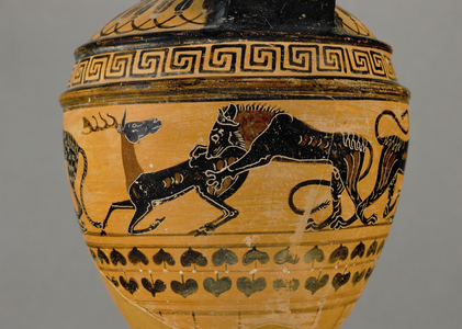 Hyena attacking a gazelle (pottery)