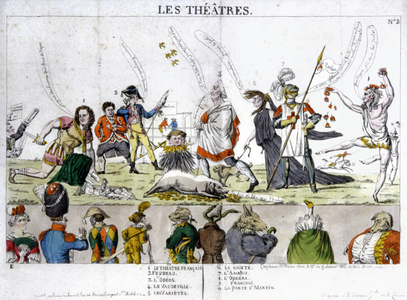 Parisian theaters and the shows performed there, 1815 (illustration)
