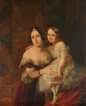 Feodora, Princess of Hohenlohe-Langenburg with her daughter Princess Adelaide, 1840 (oil on canvas)