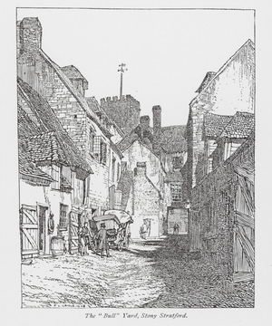 The "Bull" Yard, Stony Stratford (litho)