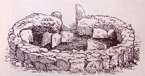 Woodcut depicting a hut-circle of the Bronze Age