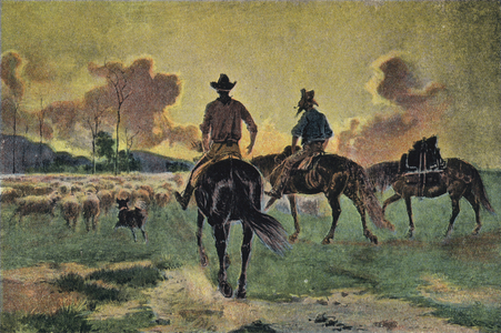 Bringing Home the Sheep (colour litho)