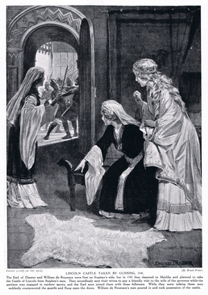 Lincoln Castle taken by cunning AD1141, 1920's (litho)