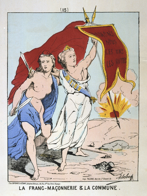 Paris Commune 26 March-28 May 1871. Allegory of Freemasonry and the Paris Commune. France Rebellion Revolution