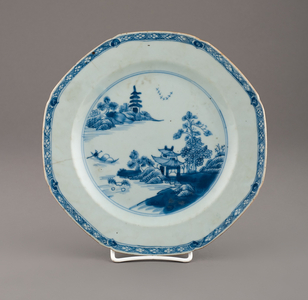 Plate (blue, white enamel)