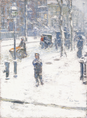 Snow Storm, Fifth Avenue, New York, 1907 (oil on canvas)