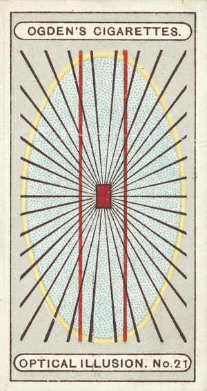 Optical illusion: Lines Appearing not Parallel (colour litho)