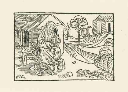 Brother Claus in front of the hut, 1488 (woodcut)