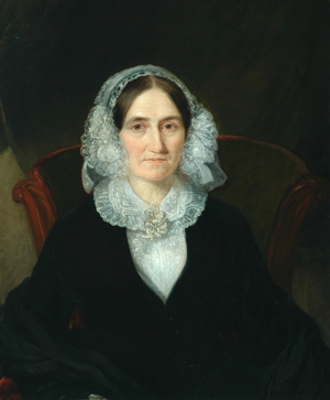 Portrait of Lady with Lacy Headdress (possibly Sarah Hannah Butterfield), c.1845 (oil on canvas)