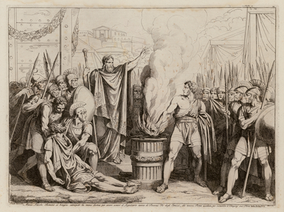 Mucius Scaevola before Lars Porsenna (etching)