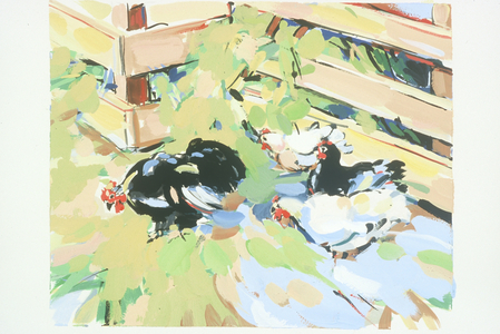 CHICKENS, 1996 (ACRYLIC GOUACHE ON PAPER)