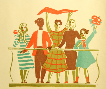 Women and Children for Peace, 1950s (colour litho)