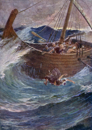 Jonah Cast into the Sea, Jonah I 15 (colour litho)