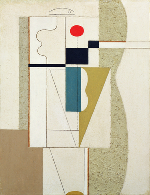 Figurate with Red Ellipse, 1920 (oil and sand on canvas)