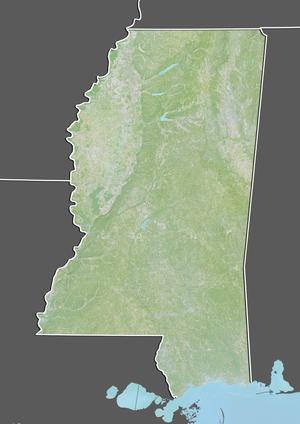 State of Mississippi, United States, Relief Map