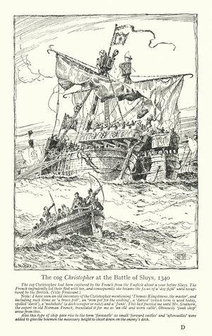 The cog Christopher at the Battle of Sluys, 1340 (litho)