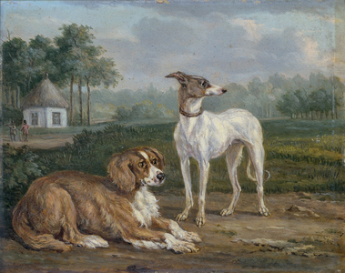 Two Dogs, 1810-1855 (oil on panel)