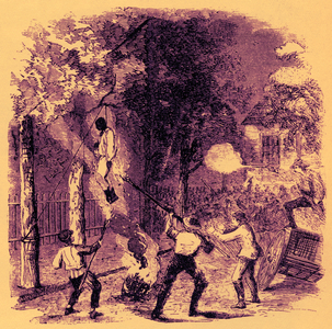 Lynching in Clarkson Street, New York, from 'Adventures of America...', 1938 (print)