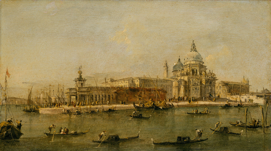 Venice: The Dogana and Santa Maria della Salute (oil on wood)