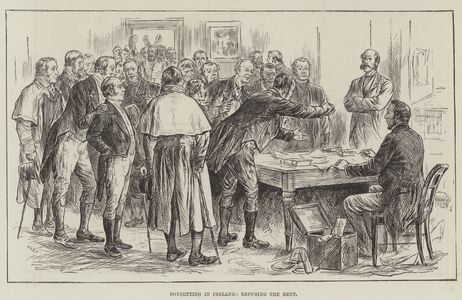 Boycotting in Ireland, refusing the Rent (engraving)