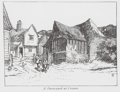 A Farm-yard at Cromer (litho)