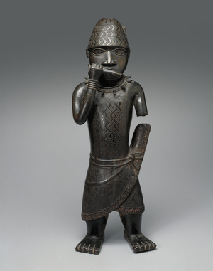 Figure of a Hornblower, Nigerian, c.1504-50 (copper alloy)