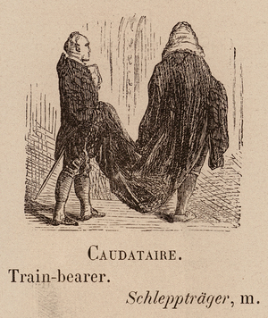 Le Vocabulaire Illustre: Caudataire; Train-bearer; Schlepptrager (engraving)