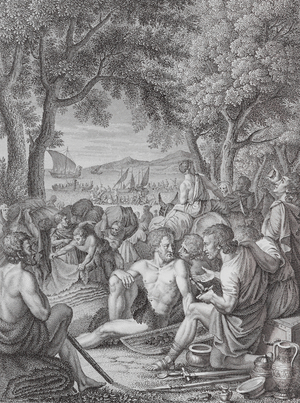 Trade and shipping in ancient Germany (engraving)