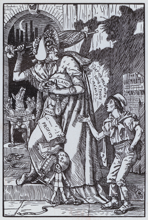 Mrs Grundy Frightened at Her Own Shadow (litho)