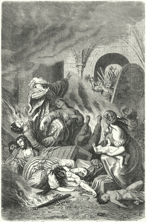 Massacre of the Jews of York (1190), 1880 (engraving)