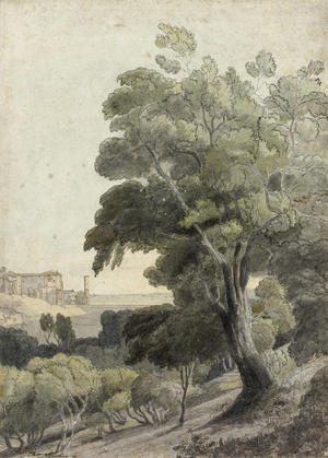 Tivoli, Showing Rome in the Distance, c.1781 (pen & black ink & w/c, with brush & black wash & touches of graphite, on ivory laid paper)