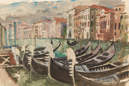 Gondolas (pen and ink and watercolour)