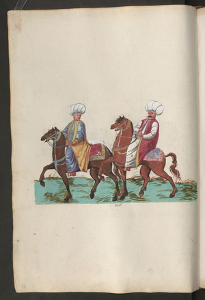 Soldiers from various lands and cultures: two Spahi soldiers going for a ride