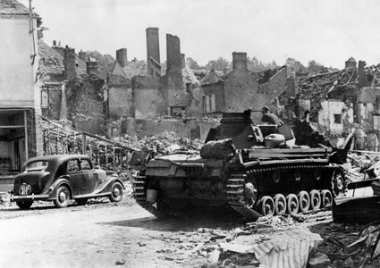German Panzer III during the Western campaign, 1940 (b/w photo)