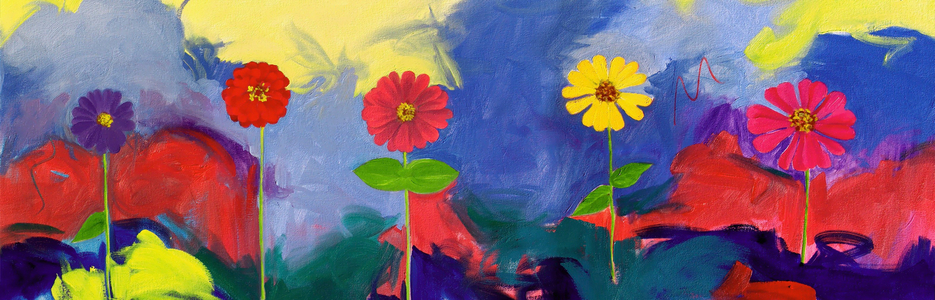 Five Zinnias 2 2005 Patricia Brown (20th C. American) Oil Private Collection